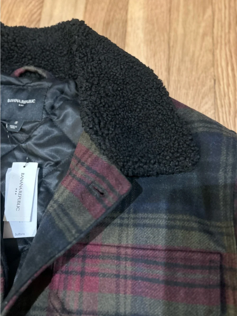 Banana Republic Men’s Plaid Field Jacket with Sherpa Collar Flannel Small